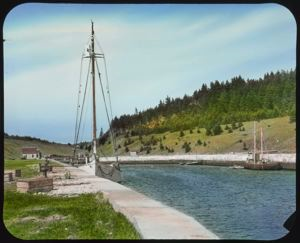 Image: Bowdoin in Canal, St. Peter's Locks, Cape Breton.
